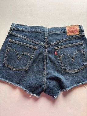 Levi's 501 Blue High-Waist Denim Cutoff Shorts